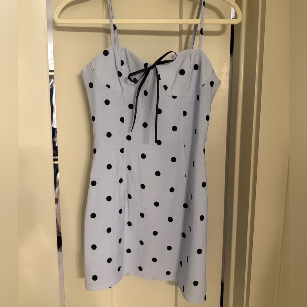 Cassidy Mini Dress - More to Come Light Blue Polka Dot Dress